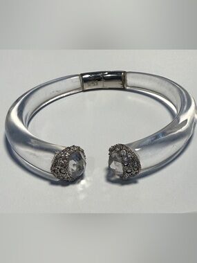 Alexis Bittar Clear Crystal Lucite  Open Cuff Bracelet